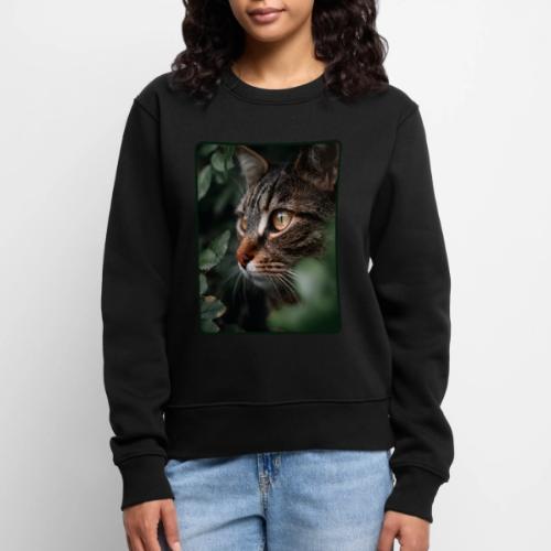 Tabby Cat Jungle Eyes Design - Women's Premium Slim Fit Sweatshirt
