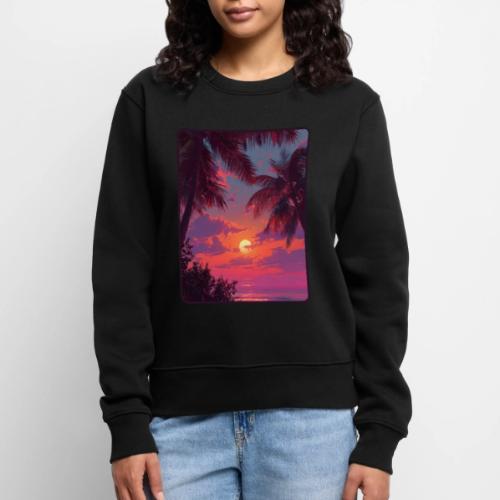 Tropical Sunset Palm Silhouette Design - Women's Premium Slim Fit Sweatshirt