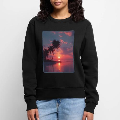 Tropical Sunset Ocean Reflection Design - Women's Premium Slim Fit Sweatshirt