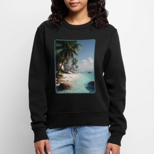 Tropical Beach Paradise Palm Design - Women's Premium Slim Fit Sweatshirt