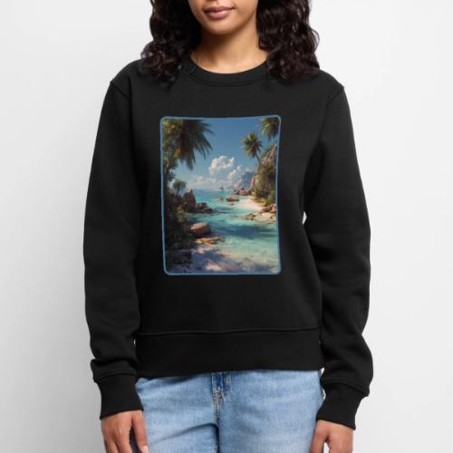 Tropical Island Paradise Ocean Design - Women's Premium Slim Fit Sweatshirt