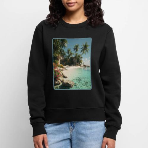 Serene Tropical Beach Floral Design - Women's Premium Slim Fit Sweatshirt