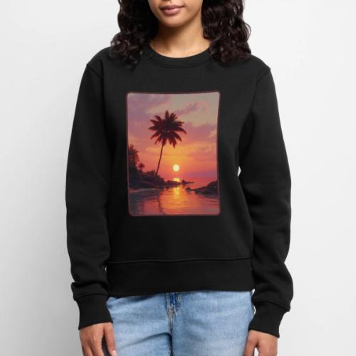 Tropical Beach Sunset Palm Design - Women's Premium Slim Fit Sweatshirt