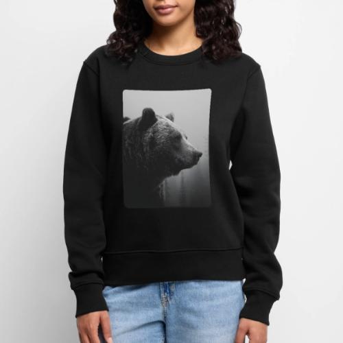 Grizzly Bear Black White Portrait Design - Women's Premium Slim Fit Sweatshirt