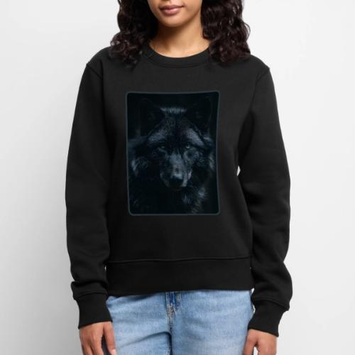 Black Wolf Intense Eyes Portrait Design - Women's Premium Slim Fit Sweatshirt