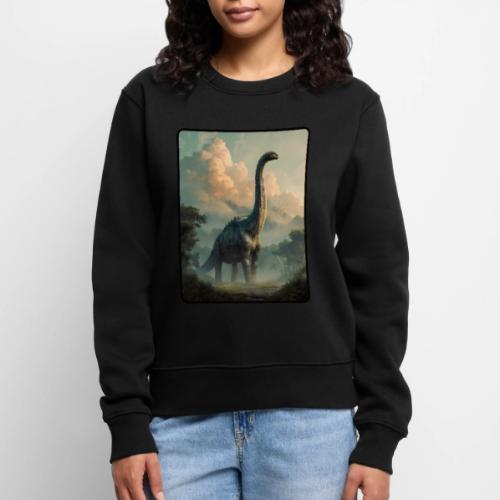 Brachiosaurus Prehistoric Scene Design - Women's Premium Slim Fit Sweatshirt