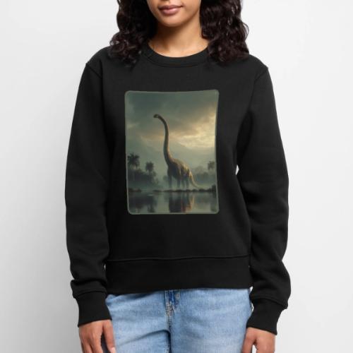 Brachiosaurus Misty Lake Design - Women's Premium Slim Fit Sweatshirt