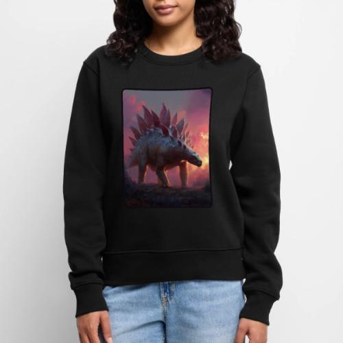 Stegosaurus Sunset Forest Design - Women's Premium Slim Fit Sweatshirt