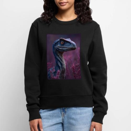 Blue Velociraptor Portrait Design - Women's Premium Slim Fit Sweatshirt