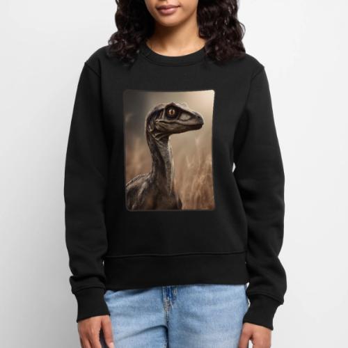 Velociraptor Feathered Portrait Design - Women's Premium Slim Fit Sweatshirt