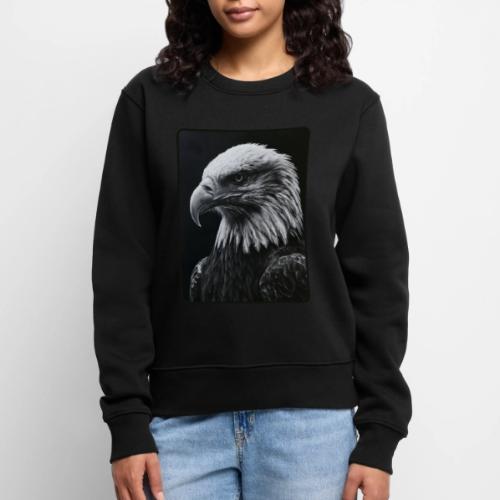 Black White Bald Eagle Design - Women's Premium Slim Fit Sweatshirt