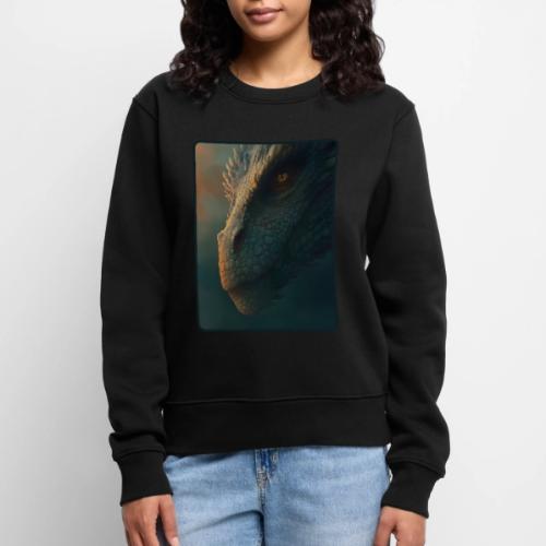 Golden Eye Dragon Close-Up Design - Women's Premium Slim Fit Sweatshirt