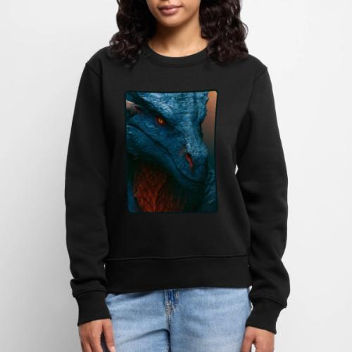 Turquoise Dragon Fire Eye Design - Women's Premium Slim Fit Sweatshirt