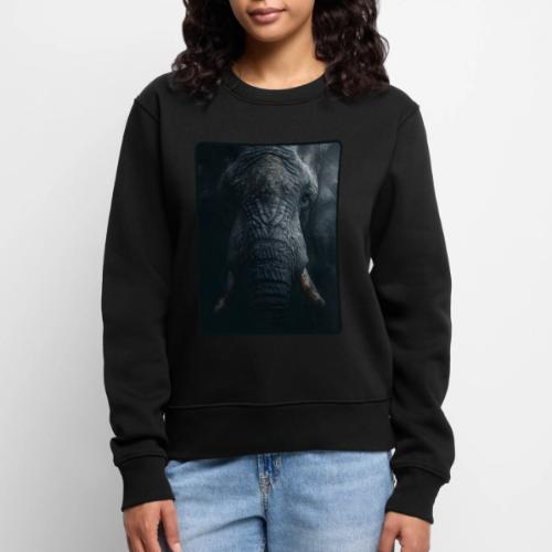 Shadow Elephant Intense Eyes Design - Women's Premium Slim Fit Sweatshirt