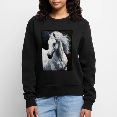 White Horse Oil Painting Design - Women's Premium Slim Fit Sweatshirt