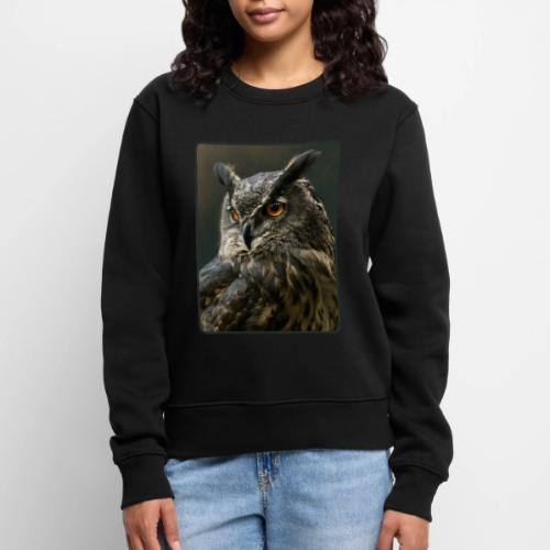 Eurasian Eagle Owl Portrait Design - Women's Premium Slim Fit Sweatshirt