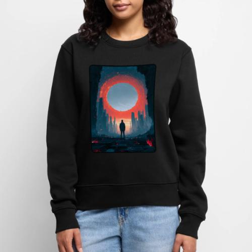 Cosmic Portal Future City Design - Women's Premium Slim Fit Sweatshirt