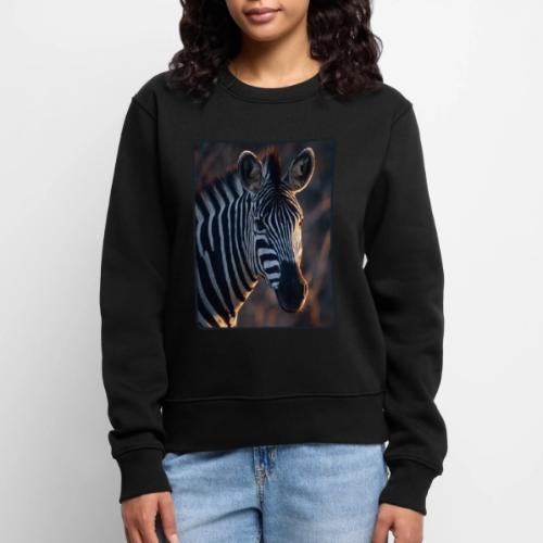 Majestic Zebra Sunset Portrait Design - Women's Premium Slim Fit Sweatshirt