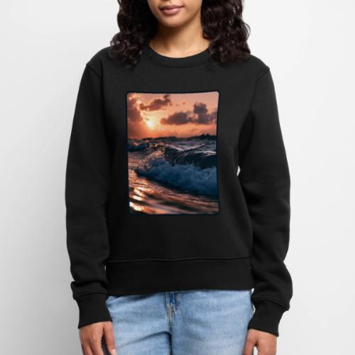 Golden Sunset Ocean Wave - Women's Premium Slim Fit Sweatshirt