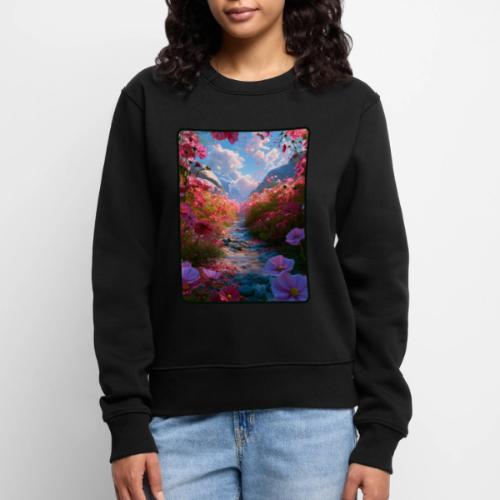 Dreamy Cosmos Valley Landscape Art - Women's Premium Slim Fit Sweatshirt