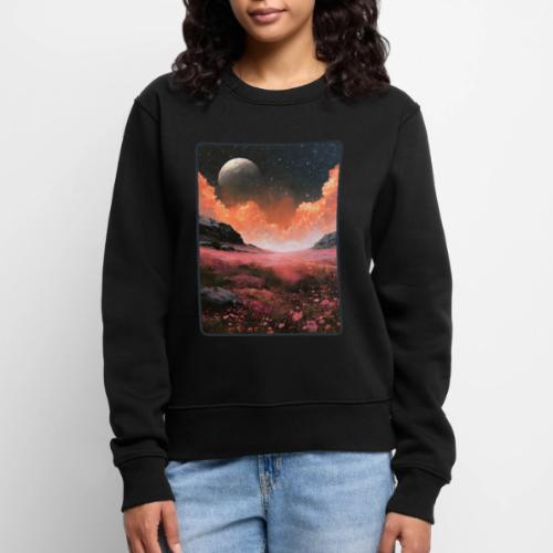 Moonlit Fantasy Flower Landscape - Women's Premium Slim Fit Sweatshirt