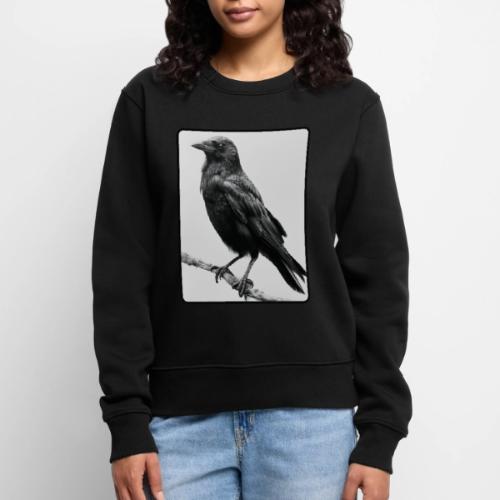 Raven Black and White Art Design - Women's Premium Slim Fit Sweatshirt