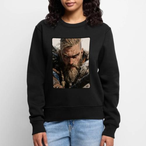 Fierce Viking Warrior Portrait - Women's Premium Slim Fit Sweatshirt