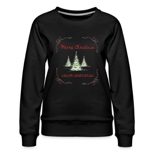 Beautiful Green Christmas Tree Graphic - Women's Premium Slim Fit Sweatshirt