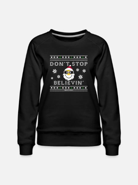SmileyWorld Smiling Santa With Sunglasses - Women's Premium Slim Fit Sweatshirt - black