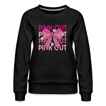 Breast Cancer Awareness Pink Out Cancer Survivor - Women's Premium Slim Fit Sweatshirt - black - Front - Selfina (174cm)