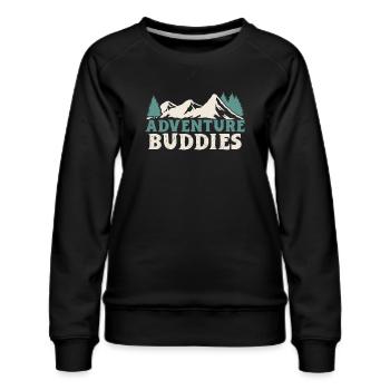 Hiking Couple Hiking Buddy Mountain Climbing Hiker - Women's Premium Slim Fit Sweatshirt - black - Front - Selfina (174cm)