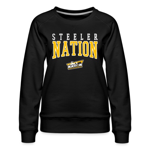 SteelerNation.com - Retro Block - Women's Premium Slim Fit Sweatshirt