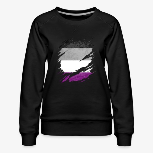 Asexual Pride Flag Ripped Reveal - Women's Premium Slim Fit Sweatshirt