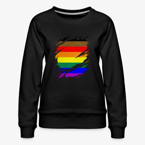Philly LGBTQ Gay Pride Flag Ripped Reveal - Women's Premium Slim Fit Sweatshirt