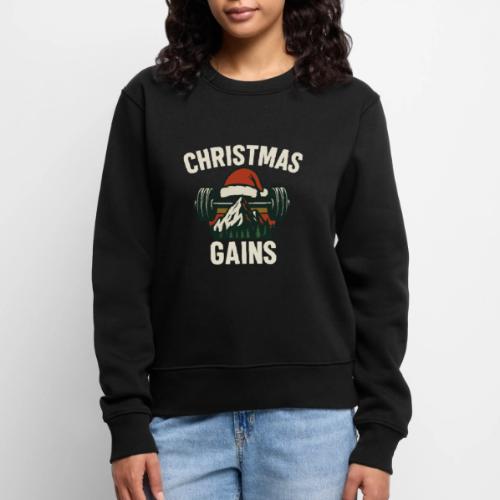 Christmas Gains – Santa Barbell Power - Women's Premium Slim Fit Sweatshirt