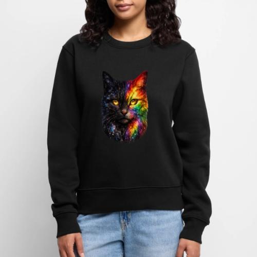 Cosmic Galaxy Rainbow Cat - Women's Premium Slim Fit Sweatshirt