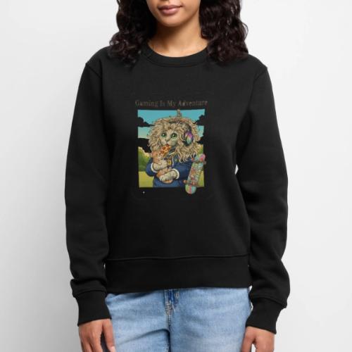 Gaming Cat Adventure: Pizza & Skates - Women's Premium Slim Fit Sweatshirt