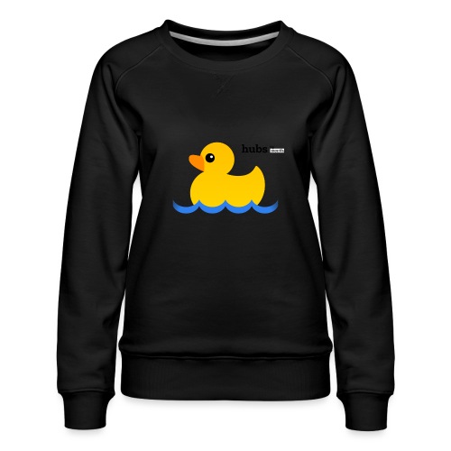 Hubs Duck - Wordmark and Water - Women's Premium Slim Fit Sweatshirt