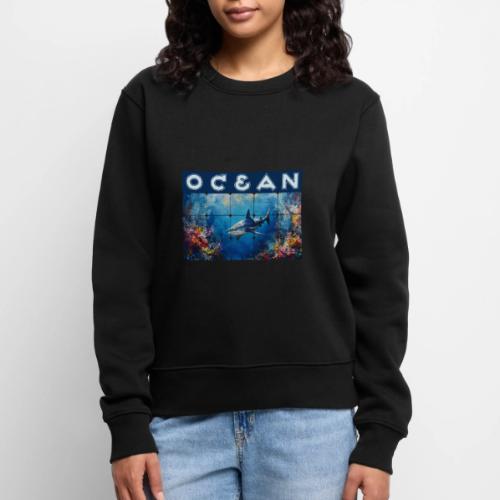 Ocean: Synthwave Shark - Women's Premium Slim Fit Sweatshirt