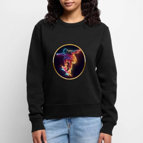 Skateboarding: Midnight Neon Skater - Women's Premium Slim Fit Sweatshirt