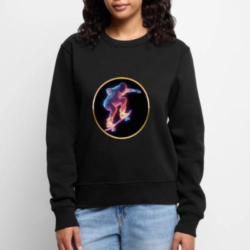 Skateboarding: Neon Skate Orbit - Women's Premium Slim Fit Sweatshirt