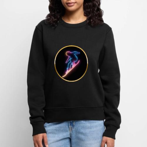 Snowboarding: Neon Snow Drift - Women's Premium Slim Fit Sweatshirt