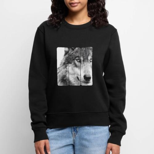Wolf Face Triptych: Silent Alpha - Women's Premium Slim Fit Sweatshirt