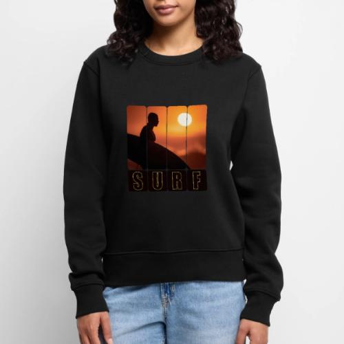 Surfing: Sunset Surf Panels - Women's Premium Slim Fit Sweatshirt