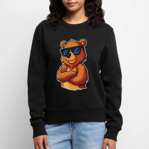 Cool Bear Sunglasses Cartoon Design - Women's Premium Slim Fit Sweatshirt