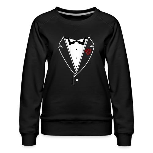Tuxedo w/White Lapel - Women's Premium Slim Fit Sweatshirt