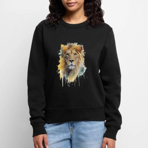 Watercolor Lion Portrait - Women's Premium Slim Fit Sweatshirt