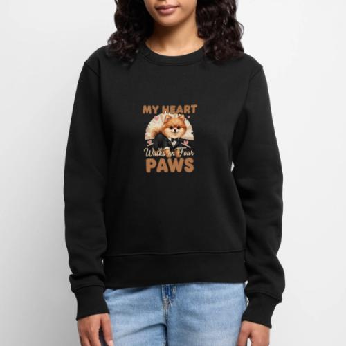 My Heart Walks on Four Paws – Pomeranian tee - Women's Premium Slim Fit Sweatshirt