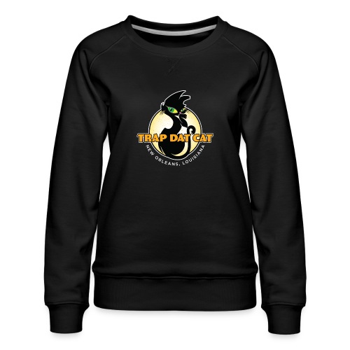 Trap Dat Cat Offical Logo - FOR DARK BACKGROUNDS - Women's Premium Slim Fit Sweatshirt