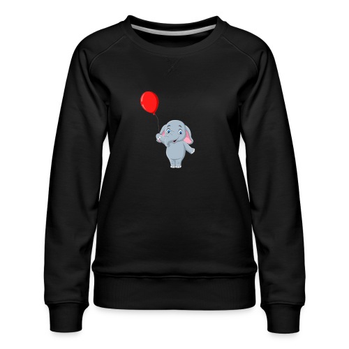Baby Elephant Holding A Balloon - Women's Premium Slim Fit Sweatshirt